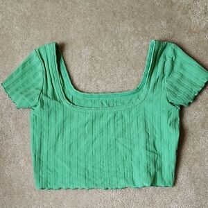 Green Ribbed Women's Top